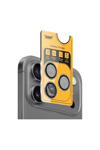 Buff Apple Uyumlu iPhone 17 Pro Max Metal Kamera Lens Koruyucu Gray Gri