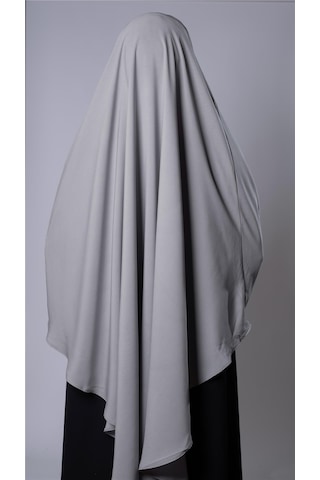 Hürrem Bone Gri Pratik Hazır Geçmeli Tesettür Eşarp Medine İpeği Bağcıklı Sufle Hijab 2301 15