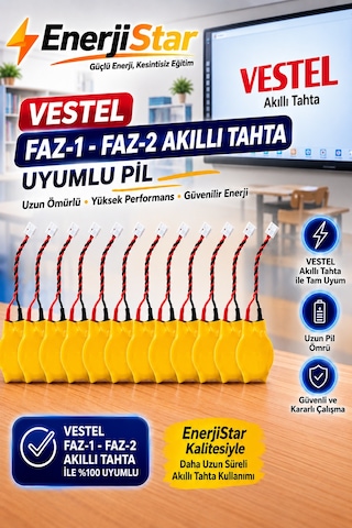 Vestel Etkileşimli Faz-1 Faz-2 Akıllı Tahta Cr2032 Kablolu Soketli Bios Pili 10'lu