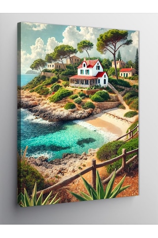 Kanvas Tablo Sahil Kenarında Evler 50cmx70cm