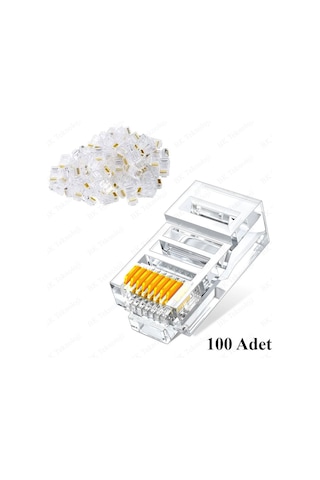 RJ45 CAT6 Jack Konnektör Altın Kaplama Ethernet Uç 8P8C 100'lü Pa