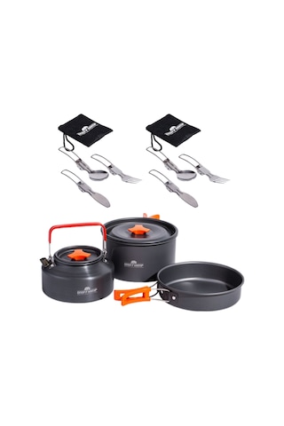 Tencere Tava Çaydanlık Ve 2li Çatal Kaşık Bıçak Seti TTC-CKB2-2808 Açık Gri