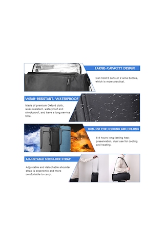 Vkemall Golf İçin Taşınabilir Soğutucu Çanta, Isı Ve Soğuk Tutucu, Piknik Kamp Yeme İçeği Saklama Torbası Gri Gri
