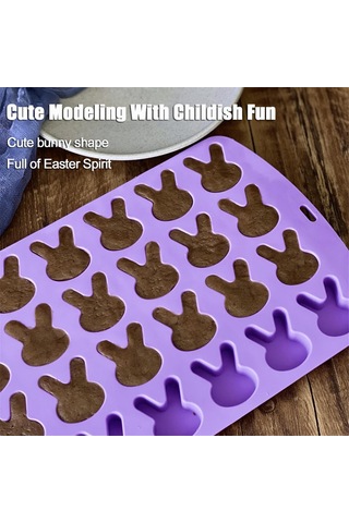 Adet Paskalya Tavşanı Silikon Kalıp Çikolata İçin 24 Boşluk Mor