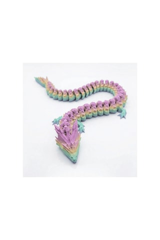 Pastel Gökkuşağı 40 Cm Hareketli Eklemeli Ejderha Figürü - Özel Tasarım 3d Baskı Hediye