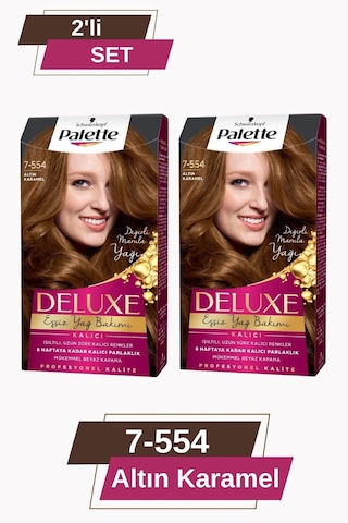 Palette Deluxe 7 - 554 Altın Karamel X 2 Adet Saç Boyası