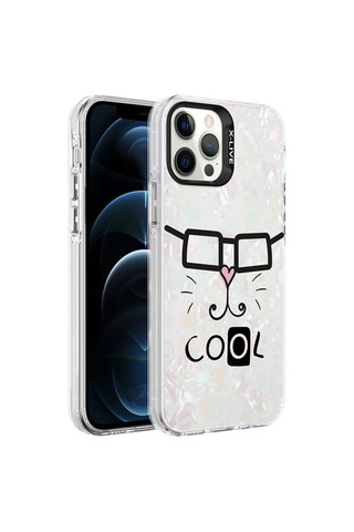 Apple Uyumlu iPhone 12 Pro Max Kılıf Mermer Desenli Zore Marbello Kapak Beyaz