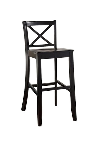 Alaçatı Ahşap Bar Sandalyesi Siyah