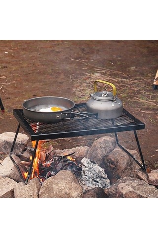 Bloomnest Pratik Masası Katlanır Kamp Izgarası Yürüyüş Seyahat Seti, Hava Doğa Demir Çözümü Barbekü Balıkçılık Açık & - Hr Siyah Siyah