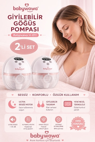Babywawa H-011 Giyilebilir Göğüs Pompası 2'li Set Kablosuz, Sessiz, Taşınabilir Süt Sağma Makinesi