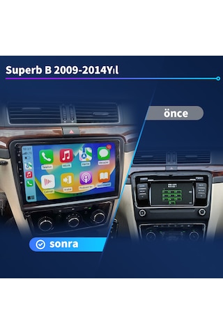 Superb B 2009-2014yıl 10.2" 2gb Ram + 32gb Hafıza Android Carplay Multimedya 10.2"