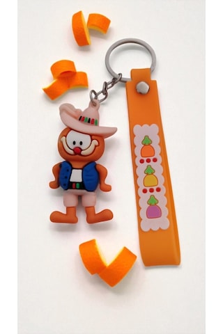 Sevimli Karakter Garfield Figürlü Renkli Anahtarlık Seti 2'li Silikon Kayışlı Çanta Aksesuar
