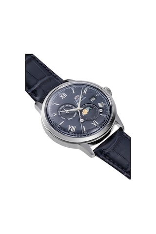 Orient Ra-ak0806l30b Kurmalı Otomatik Sun&moon Deri Lacivert 42 Mm Erkek Kol Saati Gri