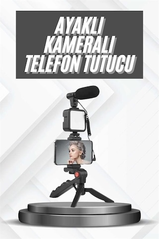 Northcity Profesyonel Youtuber Video Kayıt Seti - Mikrofonlu Işıklı Telefon Tutucu Ve Mini Tripod