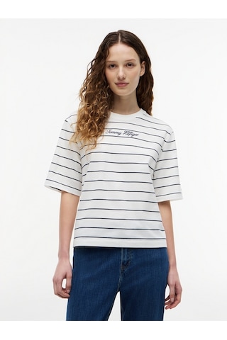 Tommy Hilfiger Classıc Scrıpt Trapeze Tee Kadın Mavi T-shirt - Ww0ww50948
