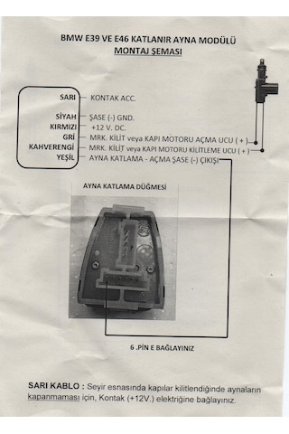 Bmw E39 ve E46 Uyumlu Katlanır Ayna Modülü