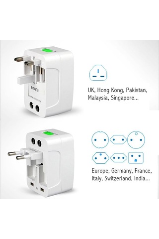 Lexroo 150+ Ülke Universal Çoklu Priz Çevirici Dönüştürücü Seyahat Adaptörü, Amerika, İngiliz