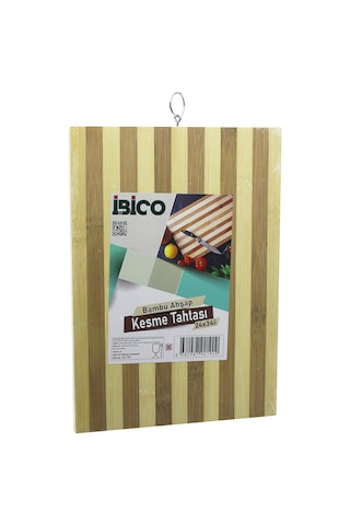 Bambu Kesme Tahtası 24x34x1.3 Cm - Metal Kulplu Beyaz