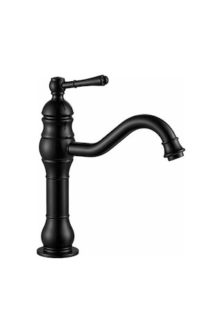 Çanak Rustik Lavabo Bataryası Siyah Uzun Siyah