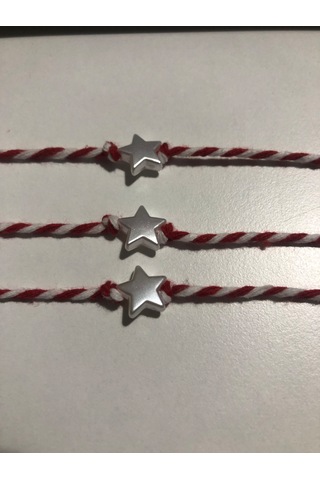 3 Adet Yıldızlı Marteniçka Bileklik Kırmızı - Beyaz