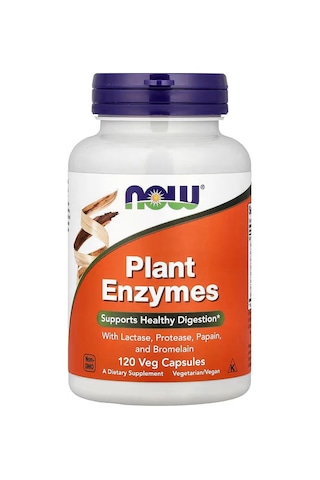 Now Foods Plant Enzymes With Lactase, Protease, Papain, And Bromelain 120 Veg Capsules