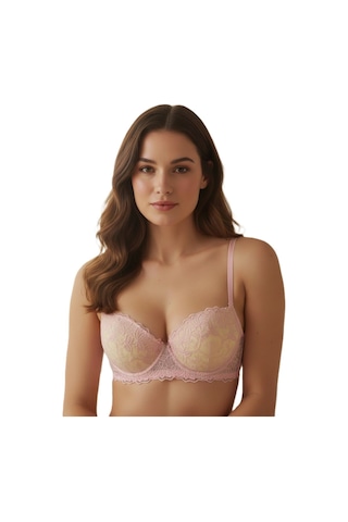 Donlaritta Toz Pembe Dolgulu Dantelli Push Up Destekli Sütyen 70b - 75b - 80b Kırmızı