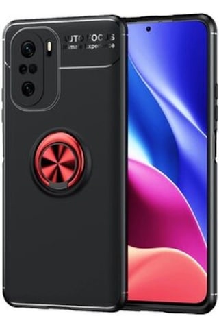 Xiaomi Mi 11i Kılıf Yüzüğü Stant Ve Araç Tutucu Olabilen Şık Esnek Premium Silikon Kapak Ryc/ravel Siyah - Kırmızı