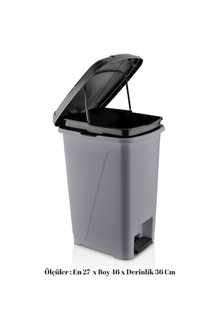 25 Litre Iç Kovalı Slim Pedallı Çöp Kovası Gri