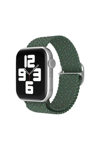 Apple Watch 38mm Star Kordon - Benekli Koyu Yeşil Ahşap