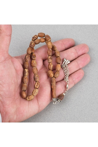 Kör Diken Ağacı Alpaka Püsküllü Fıçı Kesim 7.5x10mm Tesbih Kahverengi