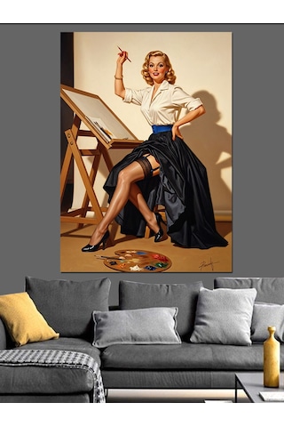 Ahşap Tablo Ressam Kadın Ve Tuval Hayvan Tabloları