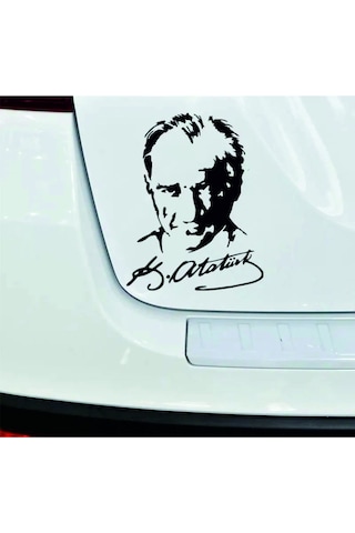 Mustafa Kemal Atatürk İmzalı Araç, Araba, Oto, Motorsiklet, Kask, Laptop, Cam Sticker 19,4x15 Cm