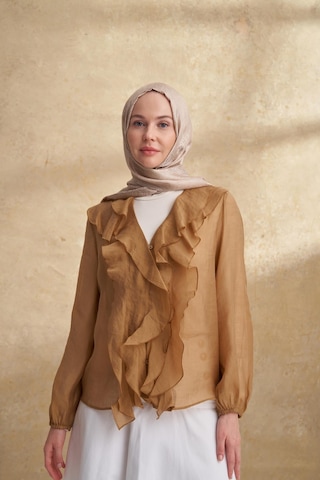 Armanda Jose Jakar Ethnic Desen Şal- 3303 Koyu Bej