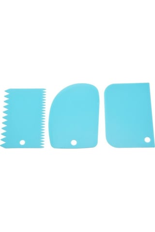 Krem Düzenleyici Hamur Kek Pişirme Kazıyıcı Fondan Kek Dilimleme Pasta Kesici Mavi 3 Adet/Takım