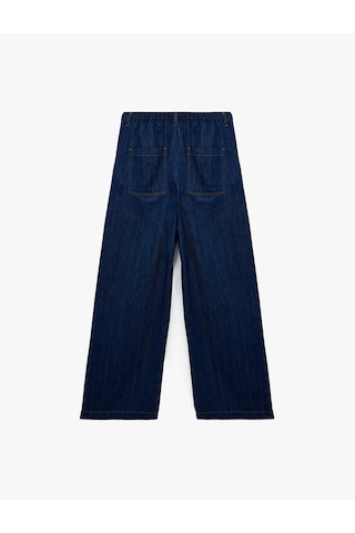 Koton Pamuklu Yüksek Bel Geniş Paça Denim Pantolon - Bianca Wide Leg Jeans Koyu İndigo 6wal40108md Dark Indigo