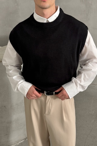 Erkek Bisiklet Yaka Oversize Süveter Siyah