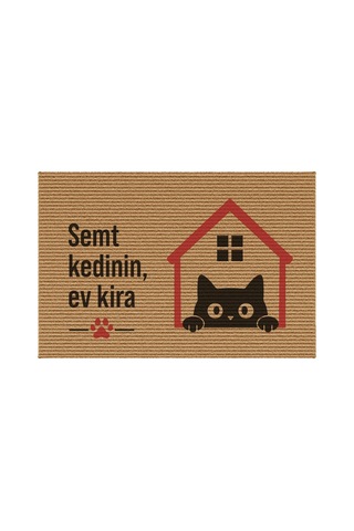 Decovetro Kapı Önü Halı Paspas Semt Kedinin Ev Kira Baskılı 40 X 60 Cm Çok Renkli