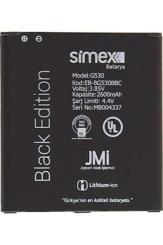 Simex G530/j3/j5 Galaxy Grand Prime İle Uyumlu Sbt-01 Eb-bg530bbc Batarya