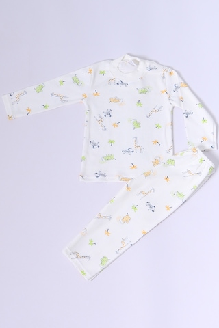 Hçm Bebek Pamuk Pijama Takımı Tenkli Baskılı Bisiklet Yaka A2 Yeşil