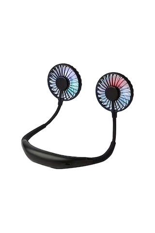 Symbee Boyun Bağlı Mini Fan, 3 Hızlı, 360 Ayarlanabilir, Kokulu Pamuk, Led Işıklı, Usb Şarjlı, Taşınabilir Soğutucu - Siyah