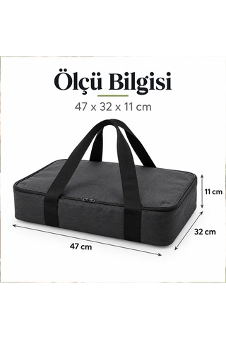 Microcase Isı Yalıtımlı Termal Hacimli Piknik Malzemesi Borcam Ve Yemek Taşıma Çantası Siyah 47 X 32 X11 Cm Al7041