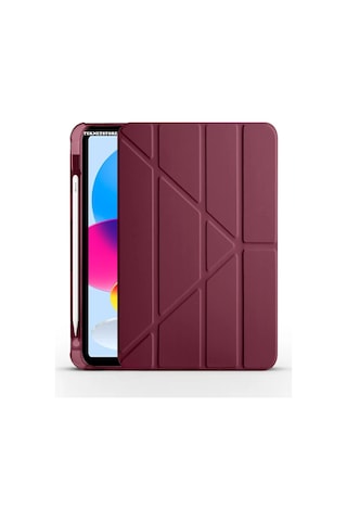 Apple Uyumlu iPad A16 11. Nesil 2025 11 Inç Kılıf Kalem Bölmeli Trifolding Standlı Uyku Modlu Silikon Kapak Kapaklı Kılıf