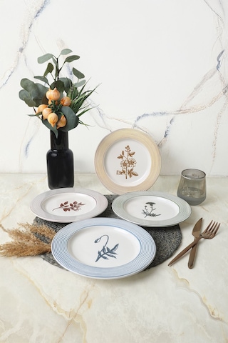 Keramika Floral Essence Assos Pasta Tabağı 22 Cm 4 Adet / 22890-93-94-22949 Çok Renkli