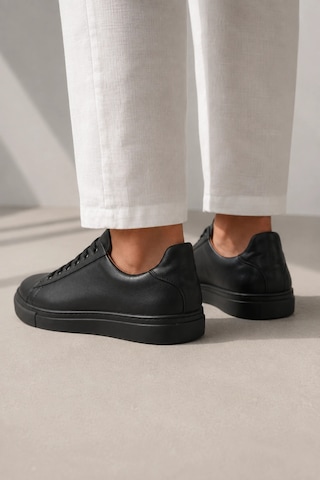 Mevese Austin Bağcıklı Cilt Erkek Günlük Sneaker Ayakkabı - Siyah