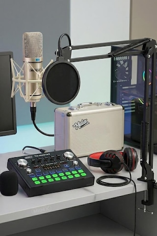 Cx1 Compact Set-2 Efektli Ses Kartı Mikrofon Stand Seti Pc Ve Telefon