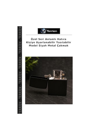 Özel Seri Anlamlı Hatıra Kişiye Uyarlanabilir Yazılabilir Model Siyah Metal Çakmak