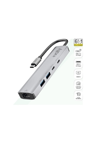Type-c Çoğaltıcı Hub 5 İn 1 1000mbps Ethernet, 4k Hdmı, 10gbps, 100w Pd V0301005