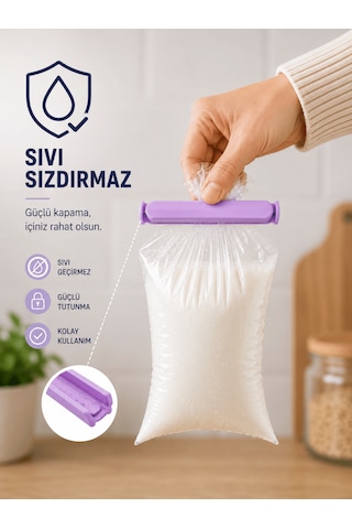 Beylini 12'li Pratik Poşet Kıskacı Mühür Klipsi Sızdırmaz Ambalaj Ve Torba Kapatma Aparatı Pratik Poşet Ağzı Kapatıcı Çok Renkli