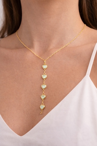 Y Model Gold Renk Kalpli Model Kadın Kolye Mavi