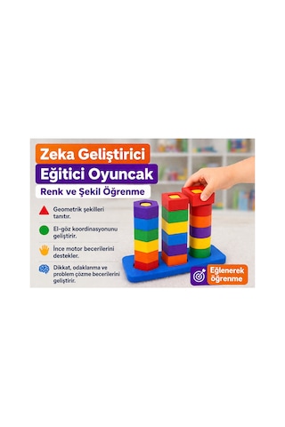 Montessori Tarzı Eğitici Oyuncak 1+ Yaş Renk Ve Şekil Eşleştirme